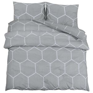 vidaXL Dekbedovertrekset 200x220 cm katoen grijs en wit