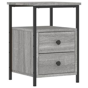 vidaXL Nachtkastje 34x35,5x50 cm bewerkt hout grijs sonoma