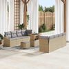 vidaXL Tuinbankenset met kussen 11 pcs Beige poly rattan