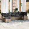 vidaXL Tuin Sofa Set met kussen 7 pcs Grijs Poly riet