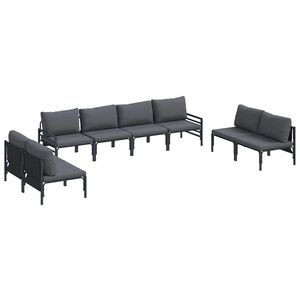 vidaXL Tuinbankenset 8 st Zwart Staal