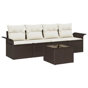 vidaXL Bankstel 5 st Bruin poly rattan
