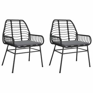 vidaXL Tuinstoelen 2 st met kussens poly rattan zwart