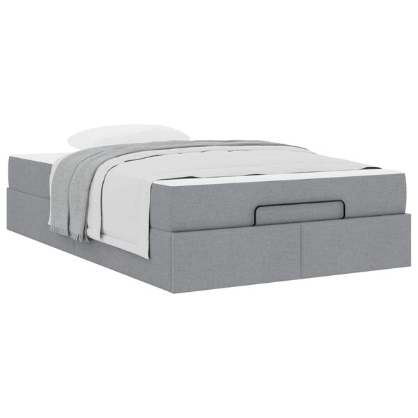 vidaXL Bedframe met matras met matras 2 pcs Lichtgrijs Stof