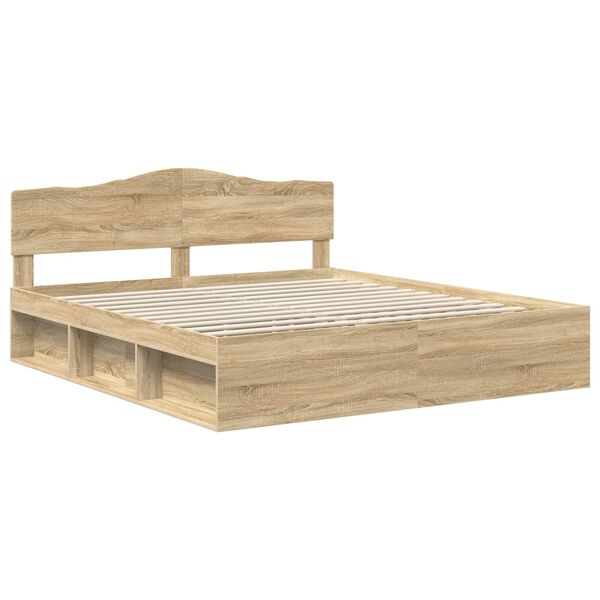 vidaXL Bedframe met hoofdeinde Sonoma 180 x 200 cm Massief grenenhout