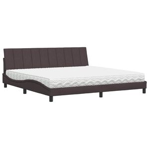 vidaXL Bed met matras "Hanko" stof donkerbruin 200x200 cm