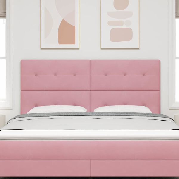 vidaXL LED Hoofdbord met LED-striplichten Roze 180 cm Polyester