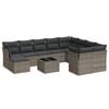vidaXL 11-delige Loungeset met kussens poly rattan grijs