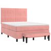 vidaXL Boxspring met matras fluweel roze 140x190 cm