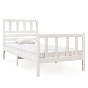 vidaXL Bedframe massief hout wit 75x190 cm