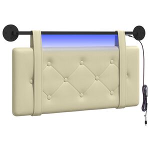 vidaXL Hangend hoofdbord Met LED-verlichting Cr&egrave;mekleurig Kunstleer