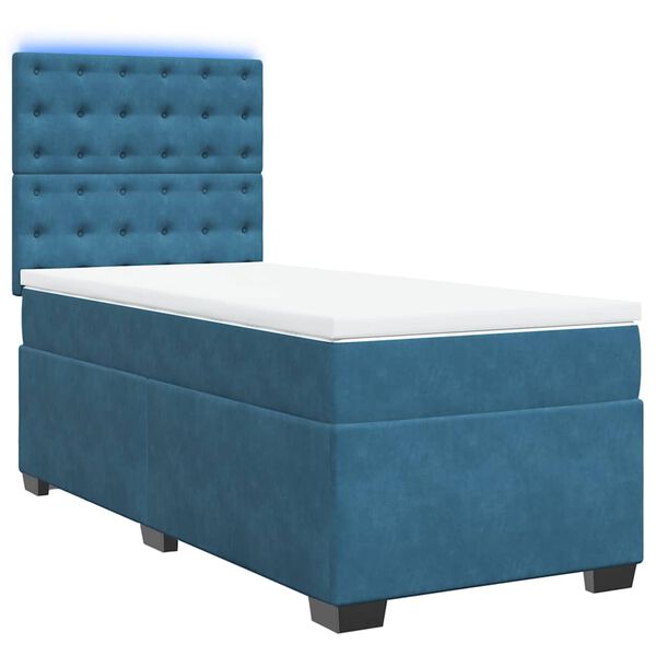 vidaXL Boxspring met matras fluweel blauw 90x190 cm