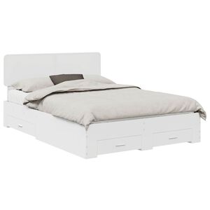 vidaXL Bedframe met hoofdeinde met lade Wit 150 x 200 cm Bewerkt hout