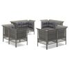 vidaXL 8-delige Loungeset met kussens poly rattan grijs