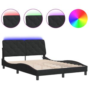 vidaXL Bedframe met LED zonder matras fluweel zwart 140x200 cm