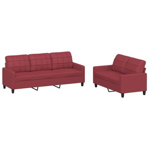 vidaXL 2-delige Loungeset met kussens kunstleer wijnrood