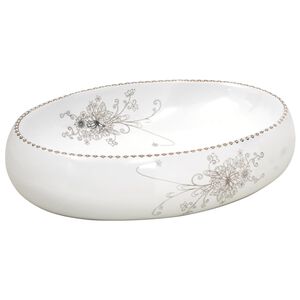 vidaXL Opzetwasbak ovaal 59x40x15 cm keramiek wit