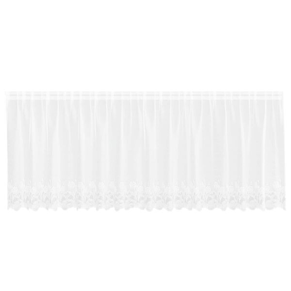 vidaXL Kantgordijn met gordijnen Bloemen Wit 120 x 400 cm Polyester