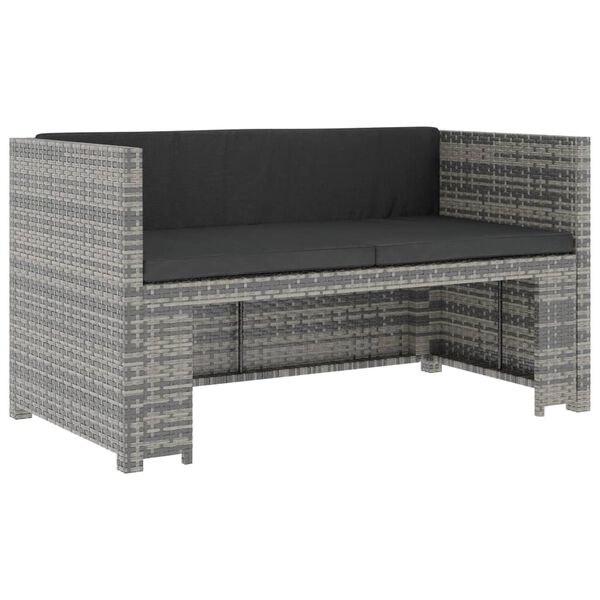 vidaXL 5-delige Loungeset met kussens poly rattan grijs
