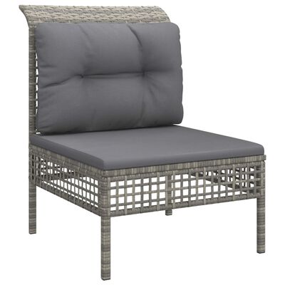 vidaXL 6-delige Loungeset met kussens poly rattan grijs