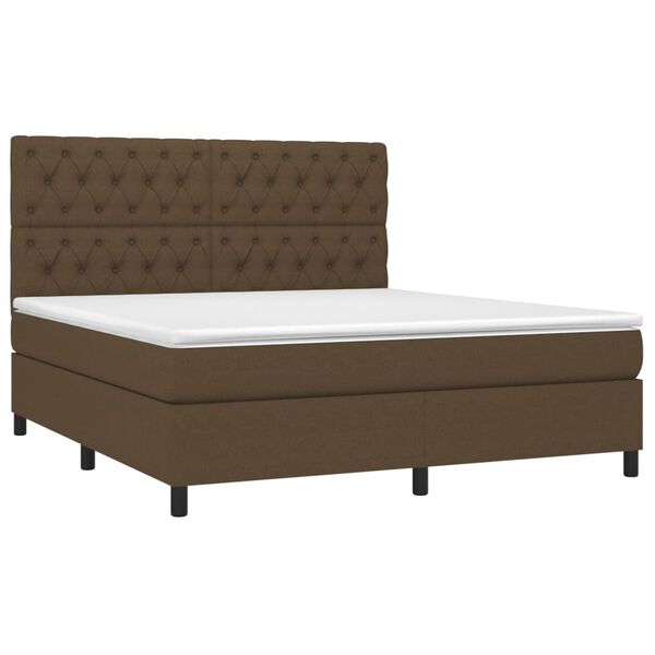vidaXL Boxspring met matras en LED stof donkerbruin 160x200 cm
