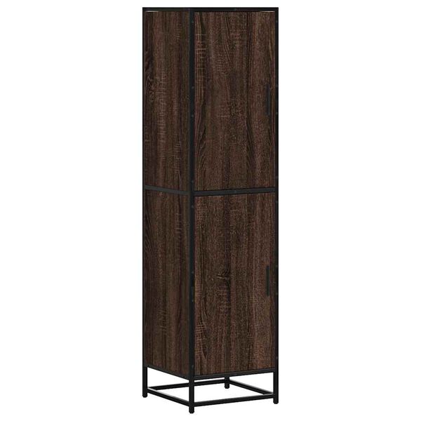 vidaXL Hoge kast 35,5x35x139 cm bewerkt hout en metaal bruin eiken