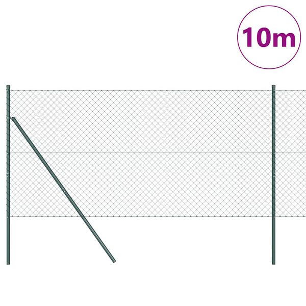 vidaXL Afrasteringspaal Groen 10 x 1 m (40 x 40 mm gaas) Staal en PVC