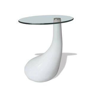 vidaXL Salontafel met rond glazen tafelblad hoogglans wit
