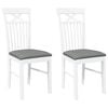 vidaXL Eetkamerstoelen met kussens 2 st massief hout rubber wit