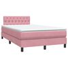 vidaXL Boxspring met matras fluweel roze 120x220 cm
