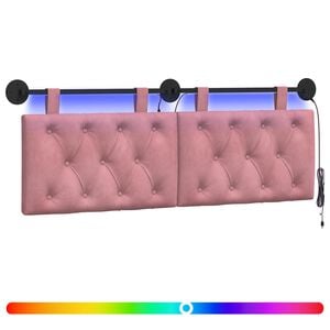 vidaXL Hangend hoofdbord Met LED-verlichting Roze Fluweel