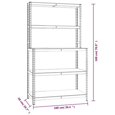 vidaXL Werktafel 5-laags met schappen staal & bewerkt hout antraciet