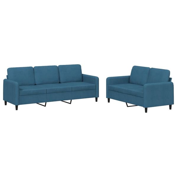 vidaXL 2-delige Loungeset fluweel blauw