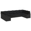vidaXL Tuinbankenset met opslag 10 pcs Zwart poly rattan