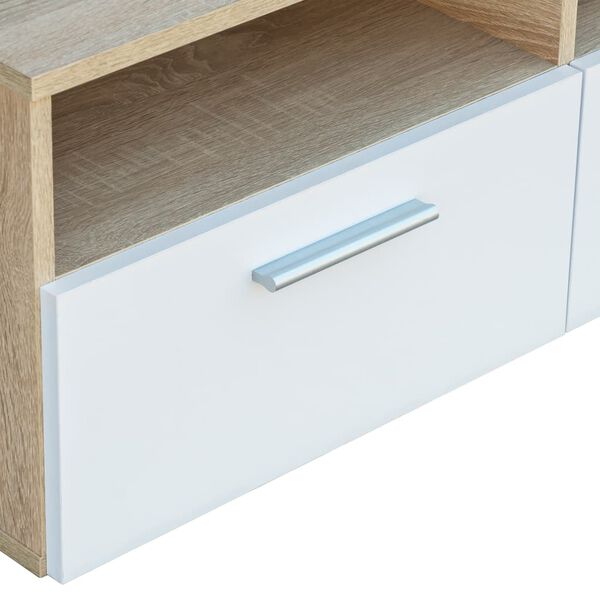 vidaXL Tv-meubel 95x35x36 cm bewerkt hout eikenkleurig en wit