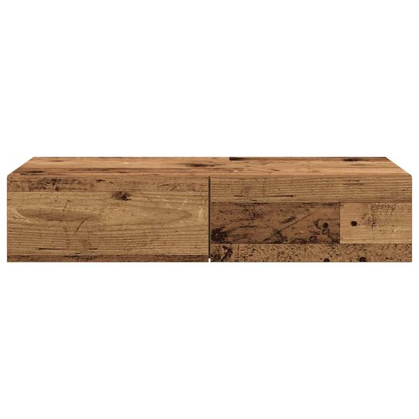 vidaXL Wandschap met lades 80x33x17 cm bewerkt hout oud houtkleurig