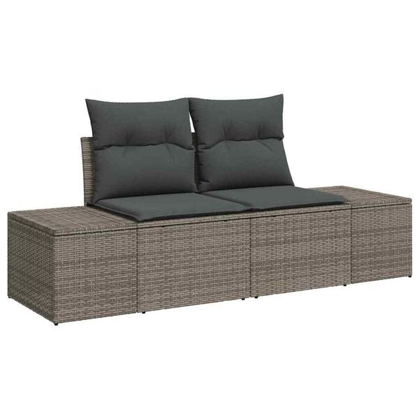vidaXL Tuin Sofa Set met opslag 5 pcs Grijs Poly riet