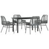 vidaXL 5-delige Tuinset met kussens poly rattan glas grijs