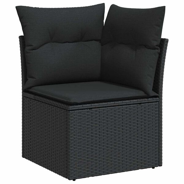 vidaXL 8-delige Loungeset met kussens poly rattan acacia zwart