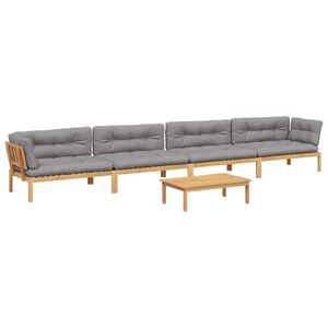 vidaXL 5-delige Loungeset pallet met kussens massief acaciahout