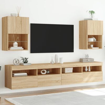 vidaXL Tv-meubels met LED-verlichting 2 st 40,5x30x60 cm sonoma eiken