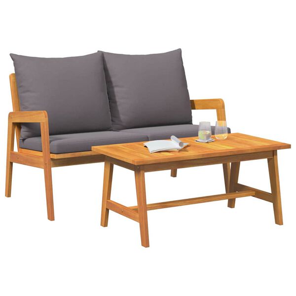 vidaXL Bistroset met kussen 2 pcs Olie naturel Massief Acaciahout