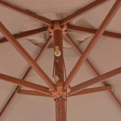 vidaXL Parasol met houten paal 270 cm taupe