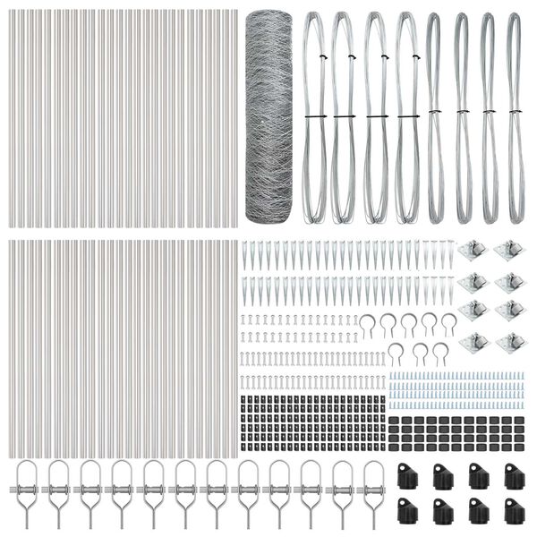 vidaXL Afrasteringspaal Zilver 100 x 1 m (50 mm gaas) Staal