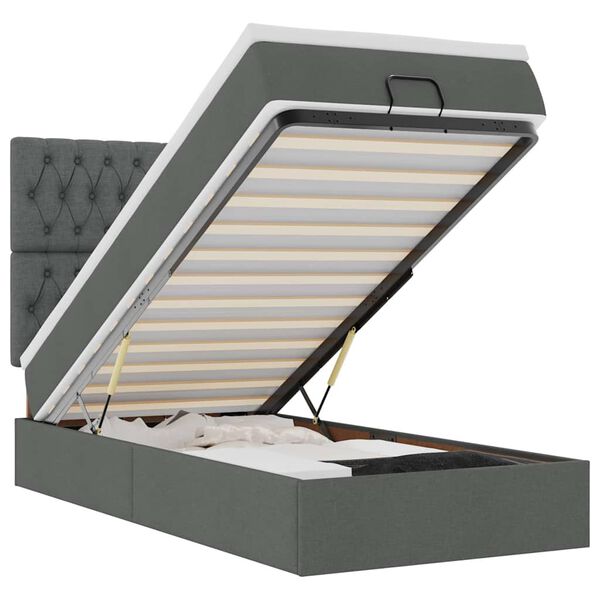 vidaXL Bed poef met matras en LED's stof 80x200 cm donkergrijs