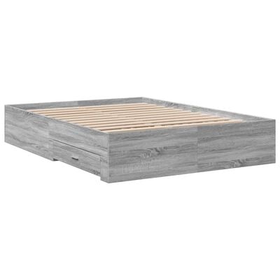 vidaXL Bedframe met lades bewerkt hout grijs sonoma eiken 120x200 cm