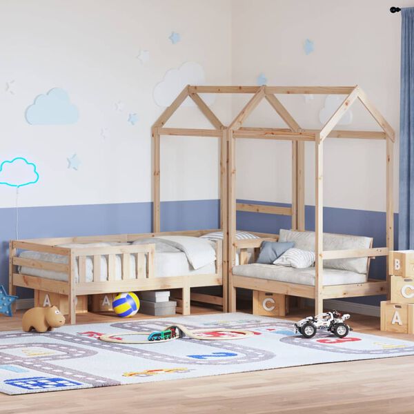 vidaXL Kinderbed 75x190 cm met dak massief grenenhout