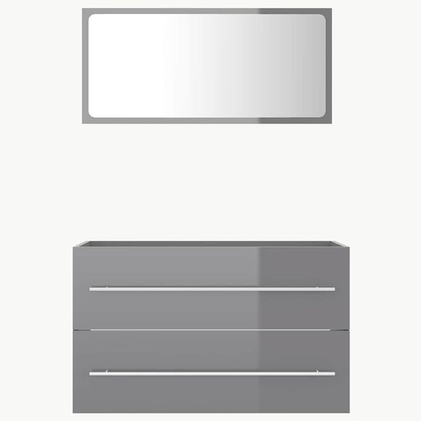 vidaXL 2-delige Badkamermeubelset spaanplaat hoogglans grijs