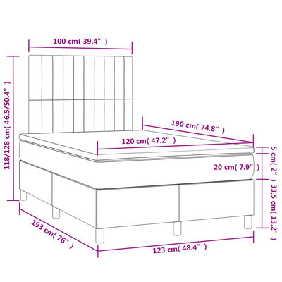 vidaXL Boxspring met matras en LED fluweel donkergroen 120x190 cm