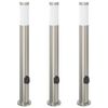 vidaXL Bolderverlichting met stopcontact 3 stuks 80 cm roestvrij staal IP44